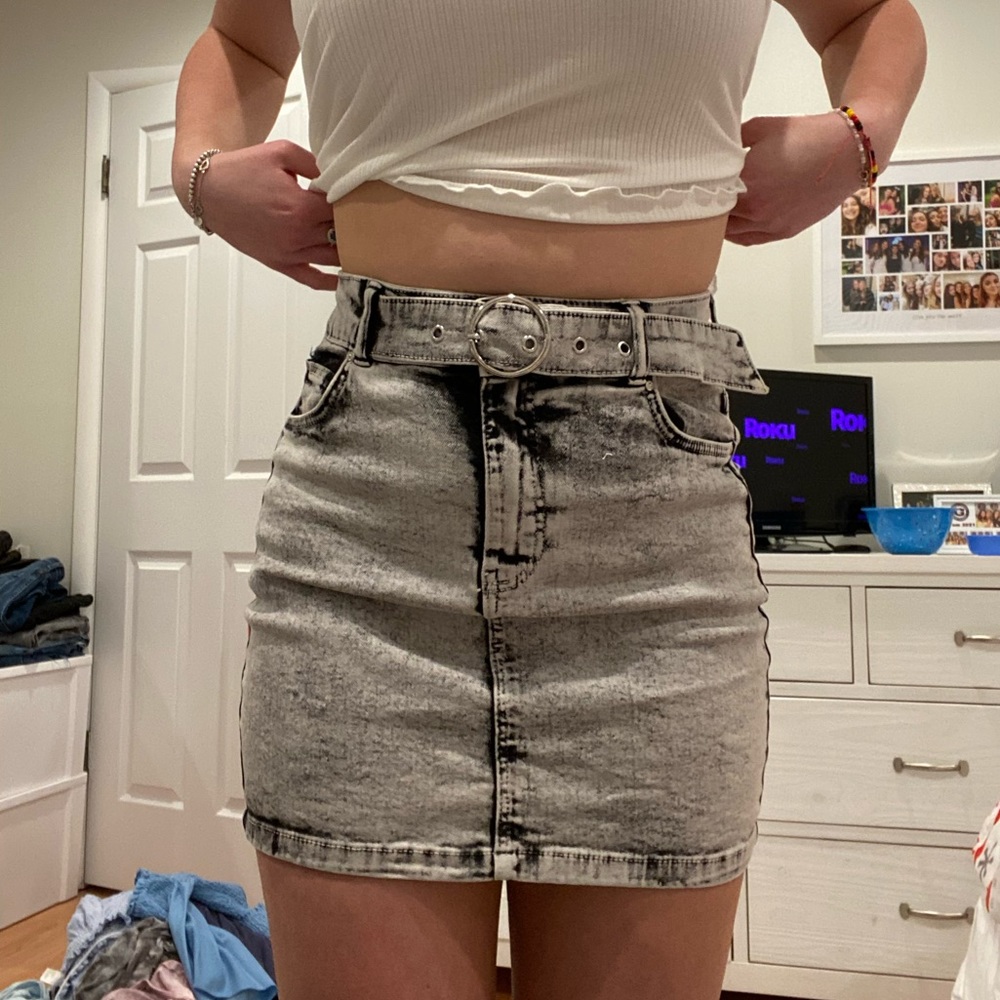 Acid wash jean skirt from Bershka